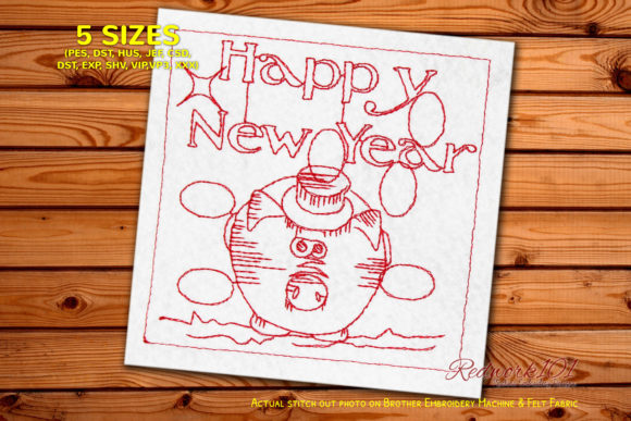 Review: 2020 Lucky Pig New Year Redwork Design