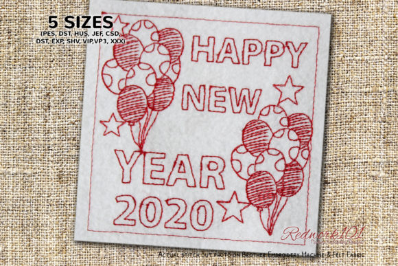Review: Happy New Year 2020 Balloons Redwork for Boutiques