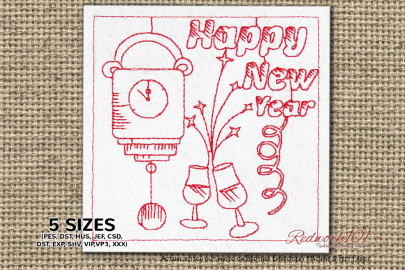 Review: Midnight Clock Happy New Year Redwork